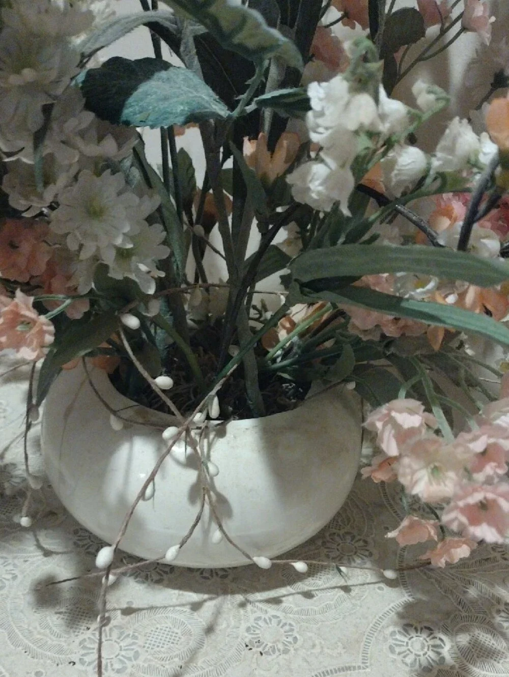 Artificial Floral Arrangement - Cream and Pink Home Accent